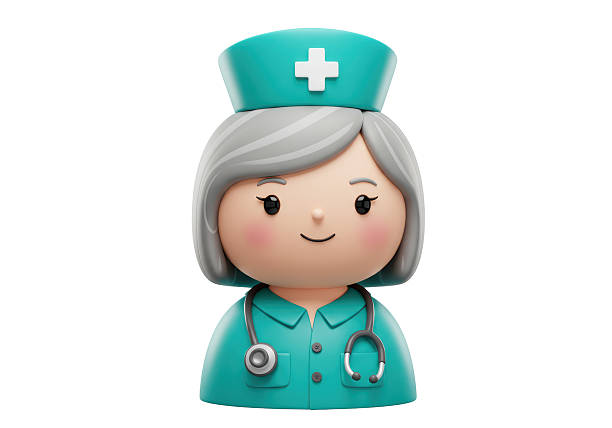 Isolated Cheerful Nurse Character with Stethoscope