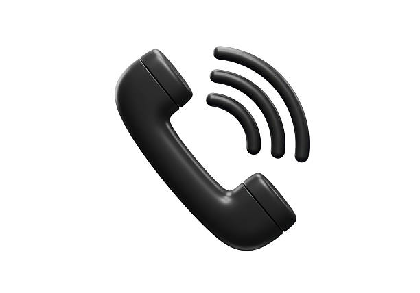 istock Isolated Black Telephone Handset with Signal Waves 2227015665