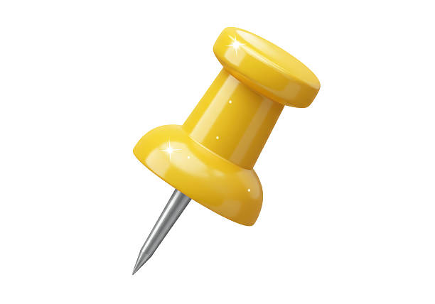 Isolated Yellow Push Pin Notice Bulletin Board