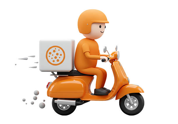 Isolated Pizza Delivery Scooter Fast Food Service