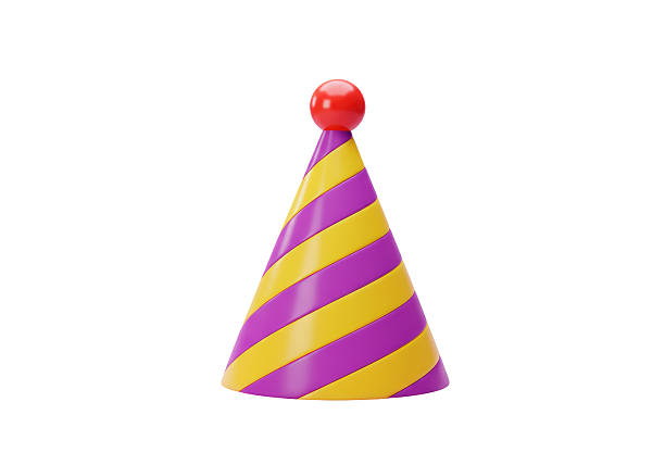 Isolated Colorful Striped Cone Party Hat for Celebration