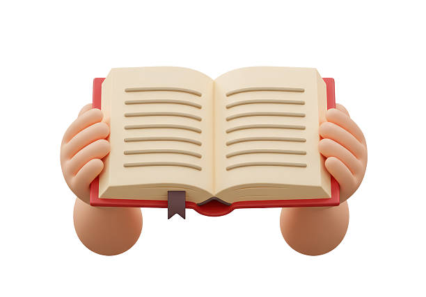 Isolated Hands Holding an Open Book for Reading and Learning