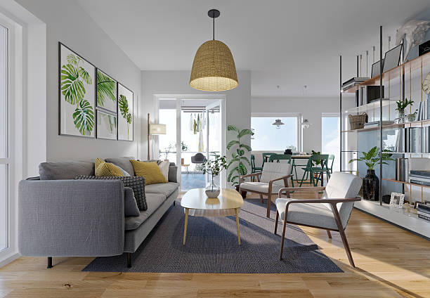 istock 3d render of modern living room kitchen space 2227021482