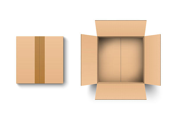 istock Cardboard box realistic. Top view of brown delivery packaging boxes. Warehouse goods. Sealed box for post transport, warehouse, storage. Mockup design. Vector illustration 2227022296