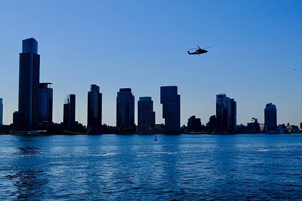 istock Helicopter Over East River Skyline at Dawn (Brooklyn, New York, USA) 2227024929