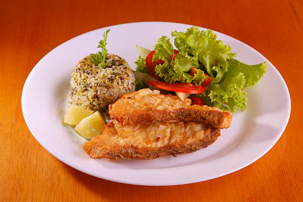 White Fish Plate - Orange Roughy - Wild Rice - Brussel Sprouts, Kale, Cranberry Salad - Top Down
