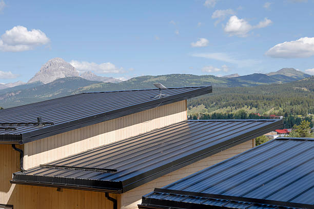 istock Metal roof and distant mountains at sunrise 2227031817