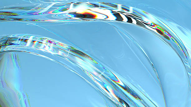 istock Blue crystal glass watery modern delicate curve abstract background 2227039304