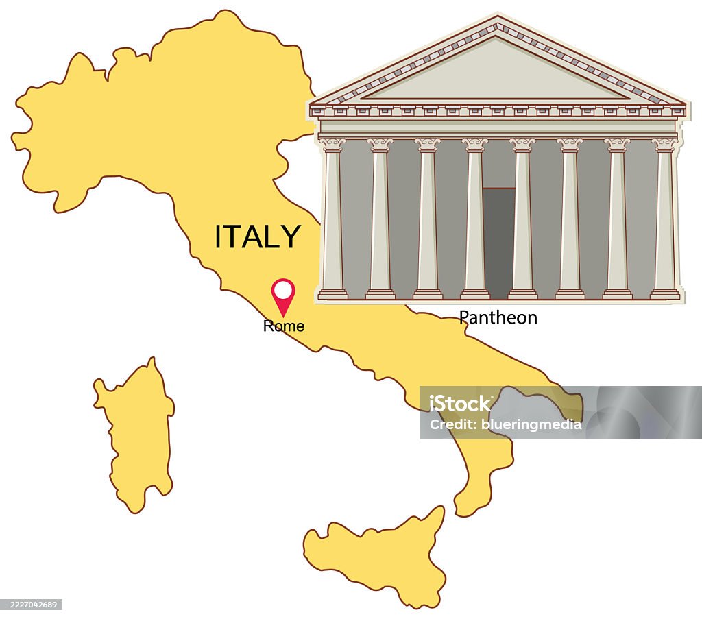 Pantheon Rome Map Simple Map Italy Map With Pantheon Illustration Stock Illustration - Download ...