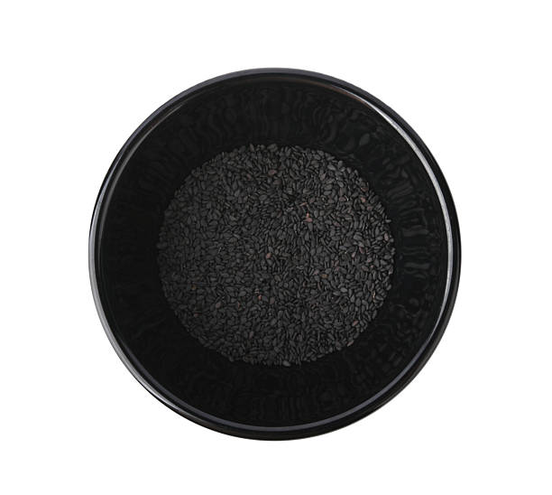 istock black sesame seeds in ceramic bowl isolated on white background .top view 2227047990