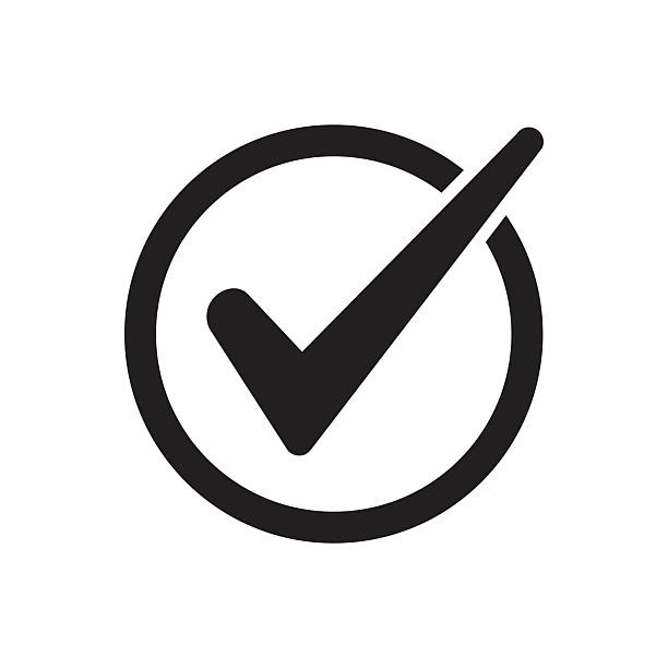 black check mark icon. circle tick approved symbol. vector Illustration