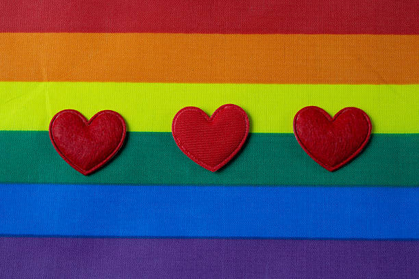 Rainbow pride flag and fabric hearts