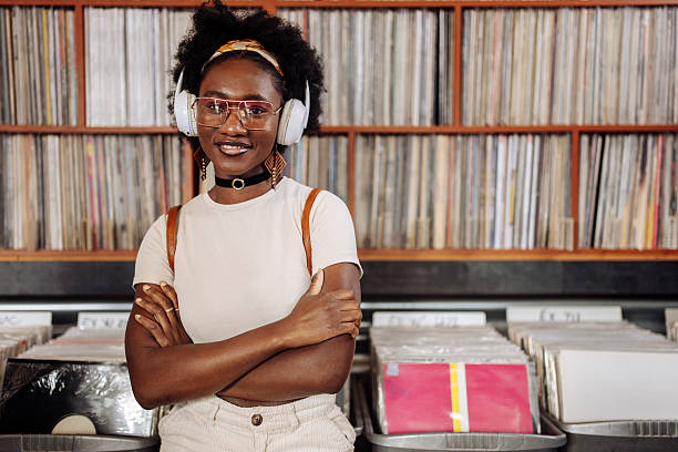 istock Woman at Vinyl store 2227056201