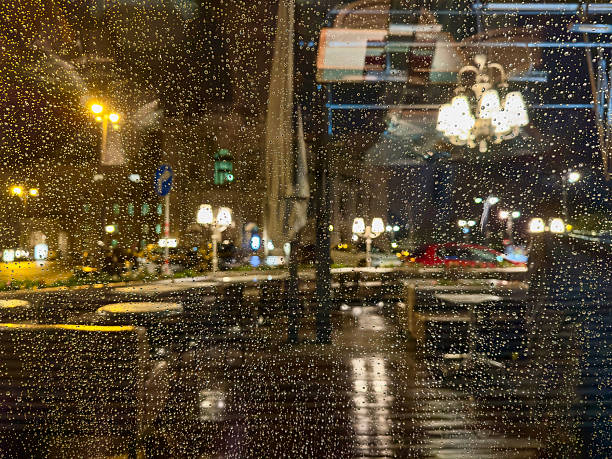Background of rainy evening at Viennese Cafe