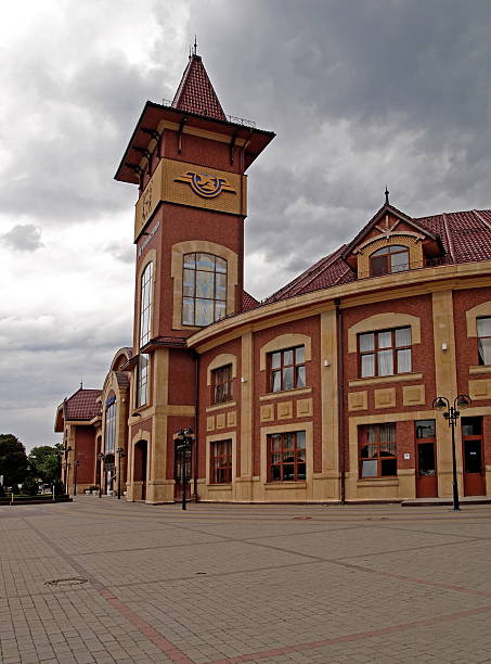Uzhgorod, Ukraine - July 21, 2009: Main train station in Uzhhorod, Ukraine, vertical image