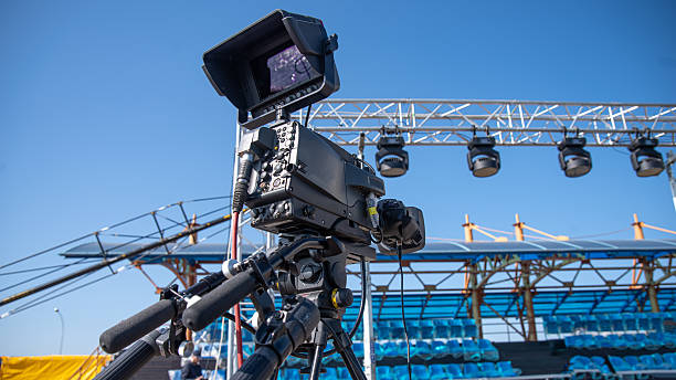 istock TV camera on the street shooting. 2227072862