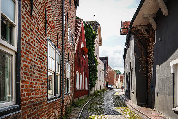 Jever, East Frisia, Germany. July 16, 2025. Historic town center of Jever, East Frisia, showcasing traditional architecture, cobblestone streets, and a charming urban atmosphere in northern Germany