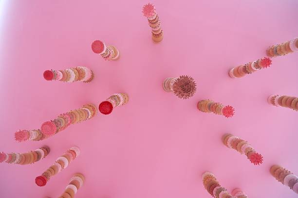 Colorful hanging cupcake liner art installation