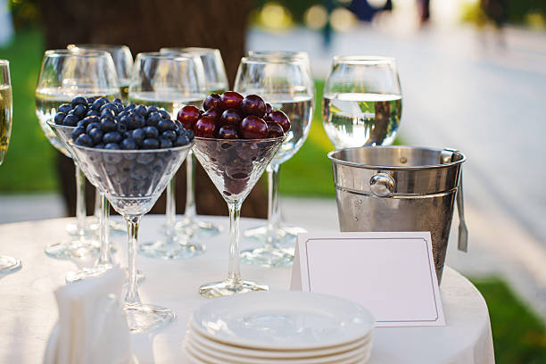 Beautiful wine and champagne glasses in the restaurant.