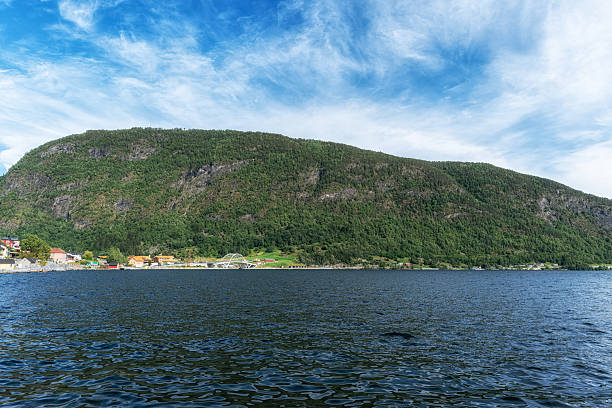 Sogndalsfjorden or Sogndal fjord viewed from town of Sogndal in Norway
