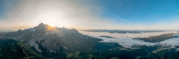 istock Aerial view in the Dachstein mountains  at sunrise 2227076580