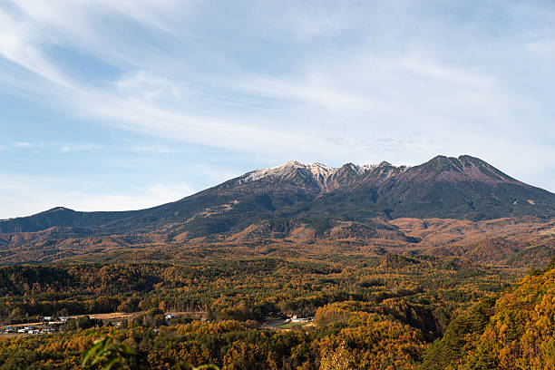istock Autumnal forest and beautiful Mt. Ontake 2227082254