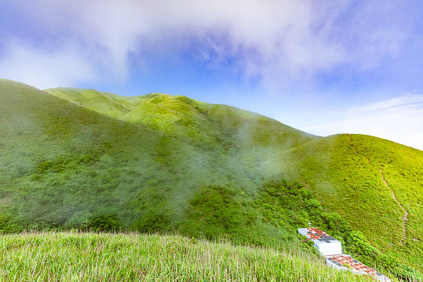 Stunning alpine green grassland landscape on Wugong Mountain