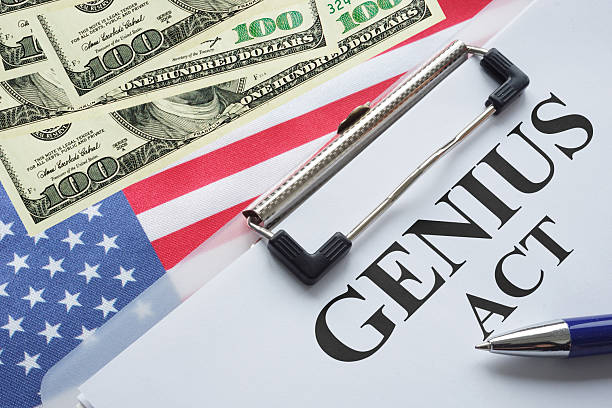 istock GENIUS Act - US Legislative Bill to Regulate Stablecoins is shown using the text and flag of USA 2227085346
