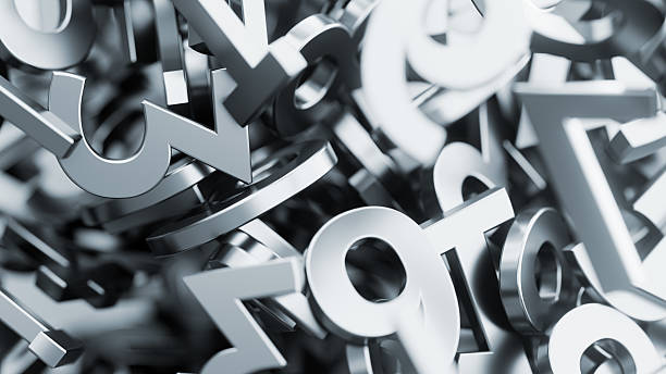 istock Shiny Metallic Numbers in Shallow Depth 3D Rendering, Aluminum Texture Concept Close-Up 2227099493