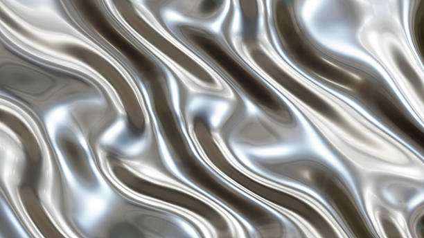 istock Silver chrome metal background, shiny and lustrous metal pattern texture, silky liquid chrome waves. 2227100387