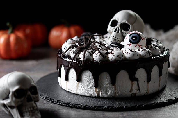 istock Spooky Halloween Cake with Skull, Eyeball, and Spider Decoration 2227102188