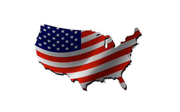 istock American flag waving over united states map on WHITE background 2227115278