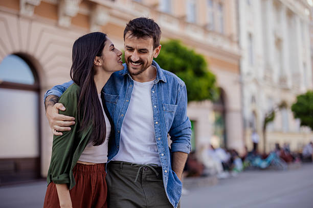 istock Stylish Couple in Love Walking Downtown 2227120761