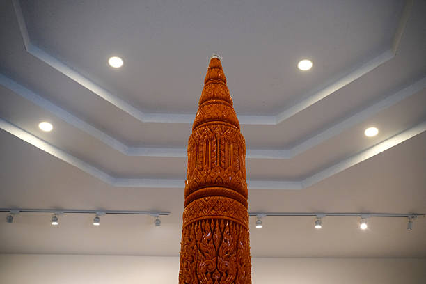Large candles are placed inside the room to mark important Buddhist days.