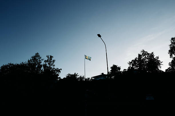Airport windsock on a pole during sunset