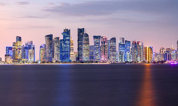 istock Doha Skyline with skyscrapers reflections taken at sunset 2227134197