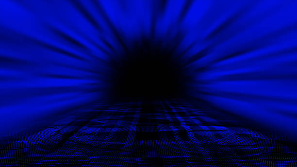 istock Blue color hi-tech particles technology background, sci-fi tunnel in dark cyber space 2227136047