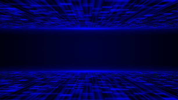 istock Blue color sci-fi hi-tech 3d technology particles in cyber space dark background 2227136126