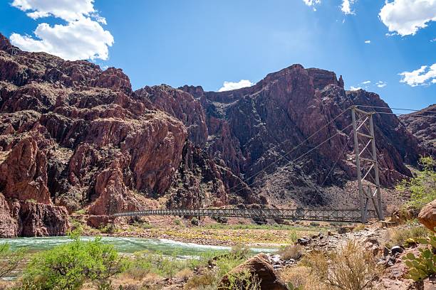 istock Grand Canyon suspension bridge under blue sky. 2227155930