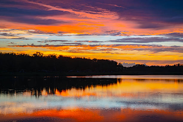 istock fire on the water at Blue Lake 2227164756