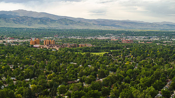 istock Boulder cityscape surrounded by forest. Mountain backdrop in Colorado landscape. 2227175475