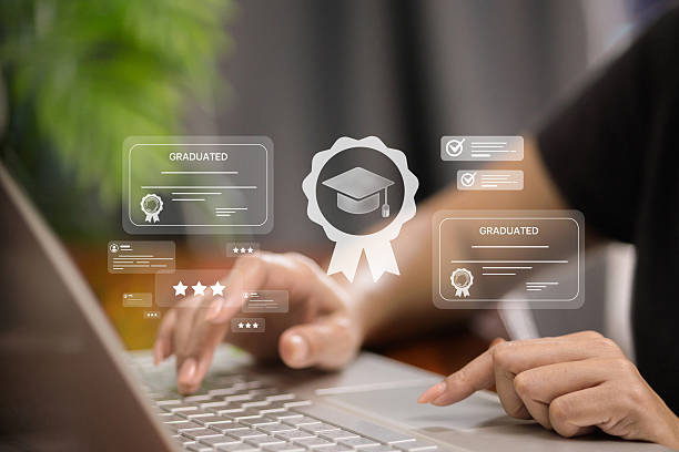 istock Online Graduation Certificate and E-learning Achievement Concept 2227178783