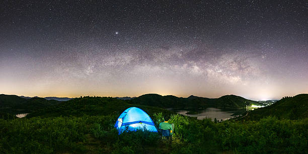 istock Blue Tent Under Starlit Sky with Milky Way 2227179026