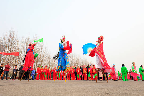 Fengnan County - February 26, 2018: Yangge Dance Performance on the square, Fengnan County, Hebei Province, China.