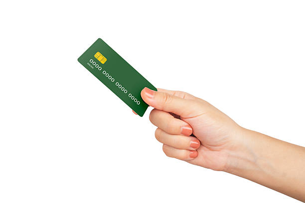 istock Hand hold credit card isolated on white background, clipping path. 2227182701