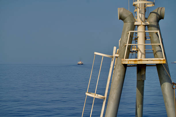 View of the forward mast of a merchant ship, navigation lights are fitted on this mast.