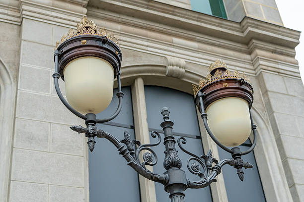 Vintage black lantern on a city street, Tbilisi