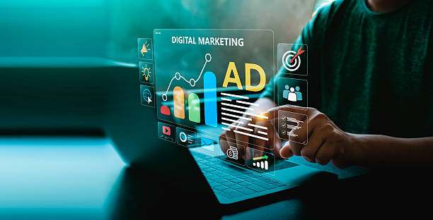 istock Digital marketing strategy with online advertising, social media promotion, data analytics, content marketing, targeted ad campaign management, SEO optimization, brand engagement, business growth 2227189314