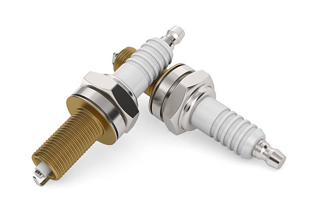 Spark plug on a white background. Isolated 3D illustration
