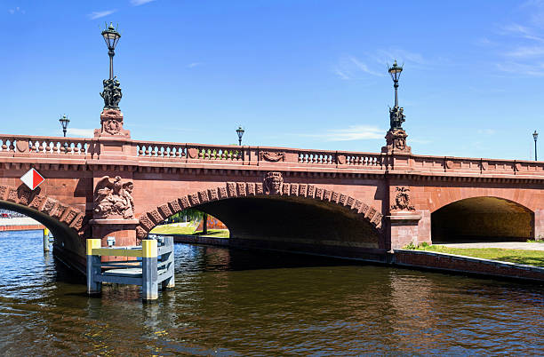 Berlin, Germany, July 6, 2024: View of the Moltke Bridge between the office of the German chancellor and tne central train station on a sunny summer day.